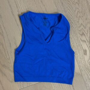 Vibrant Blue Ribbed Seamless Tank Top